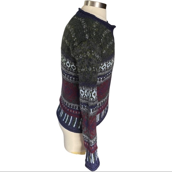 Tangents Multicolored Fair Isle Knit Full Zip Ugly Christmas Sweater Cardigan M - Picture 6 of 11